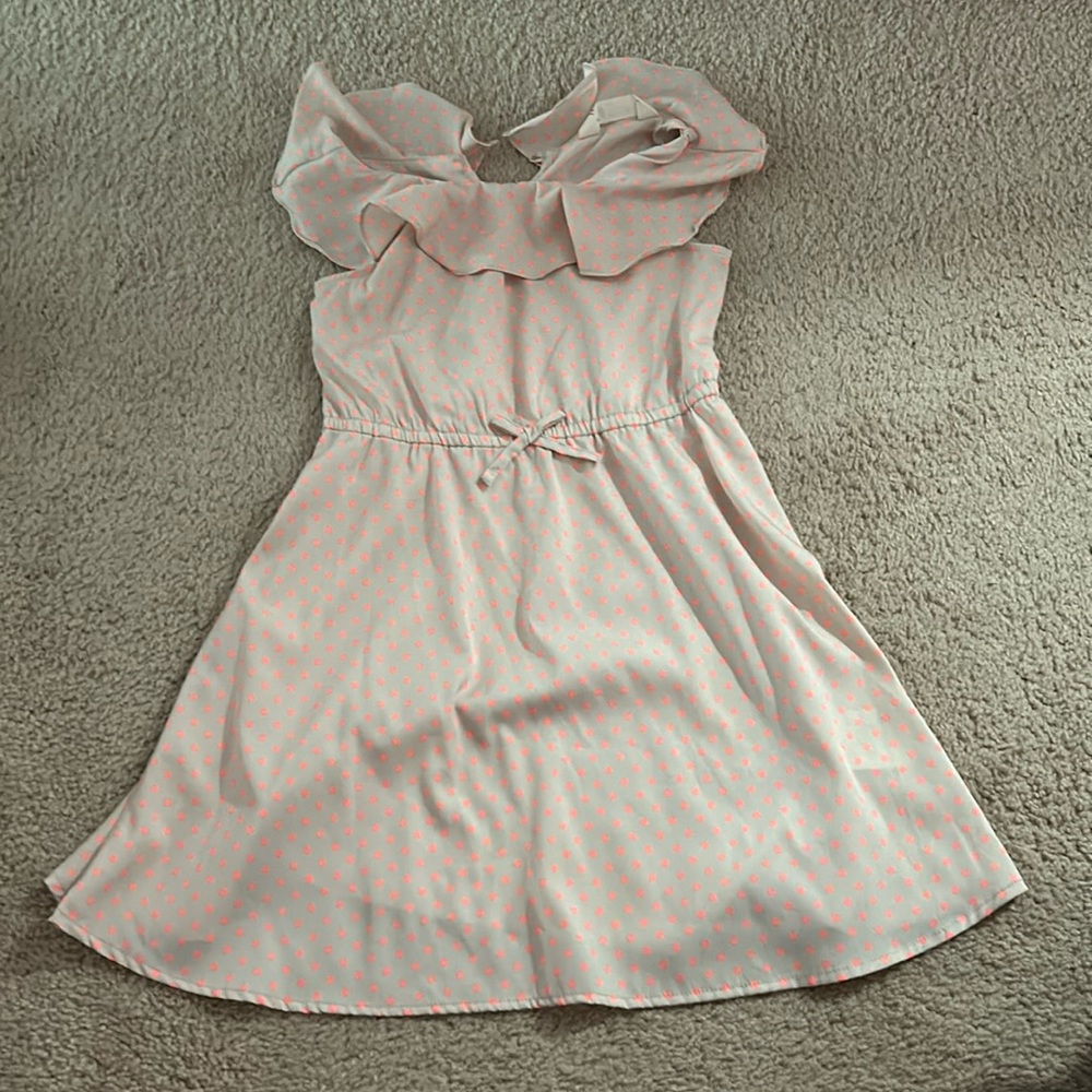 Girls grey dress with pink polkadots!